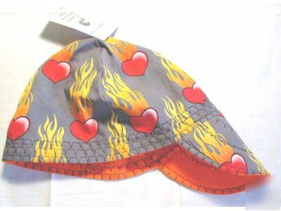 Heartbreaker flames welding hat 7 3/4 designer stitchs