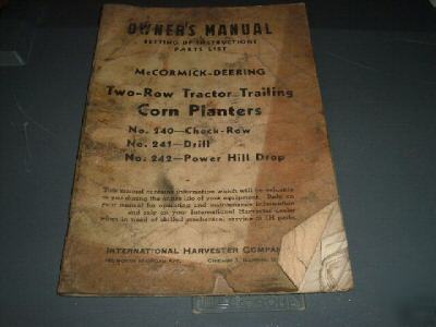 Mccormick 2 row corn planters owners manual - 1948