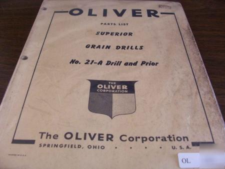 Oliver superior grain drill parts catalog manual