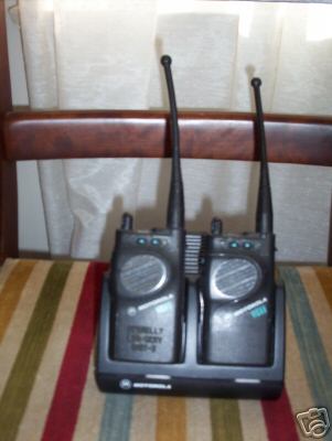 (2) motorola visar handie talkie fm radios and charger