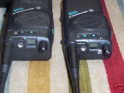 (2) motorola visar handie talkie fm radios and charger