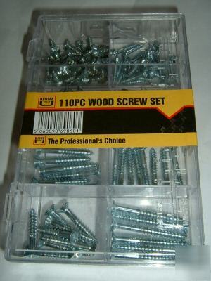 110 piece wood screw set & storage case*assorted sizes