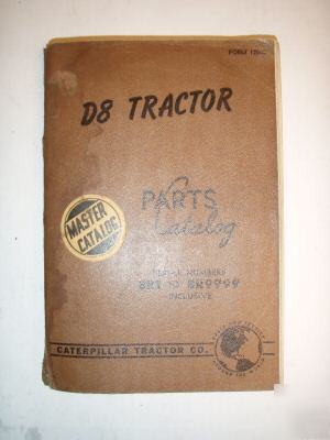 Caterpillar cat D8 tractor parts book master catalog