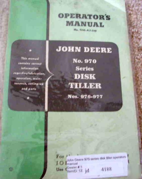 John deere 970 disk tiller operators manual