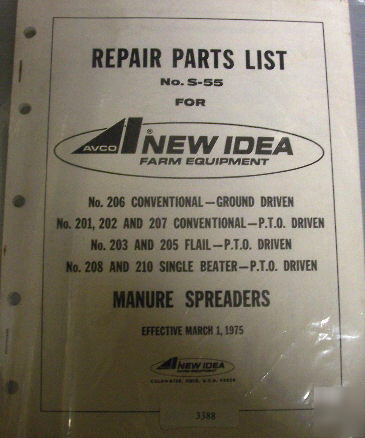 New idea 206 201 manure spreader parts catalog manual