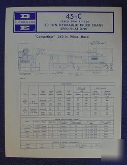 Bucyrus erie 45-C2B hydraulic truck crane brochure 1973