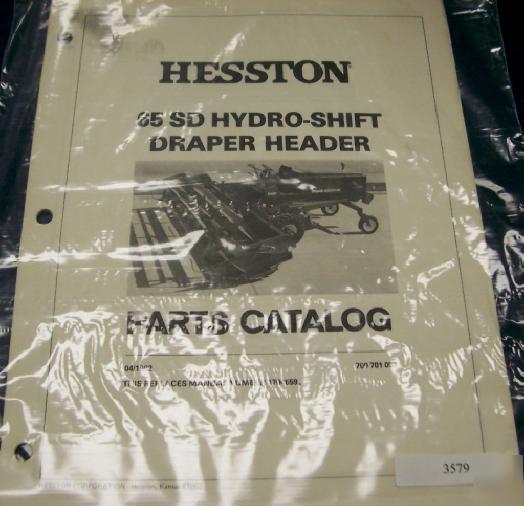 Hesston 65SD hydro draper header parts catalog manual