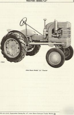 John deere model la styled tractor parts catalog