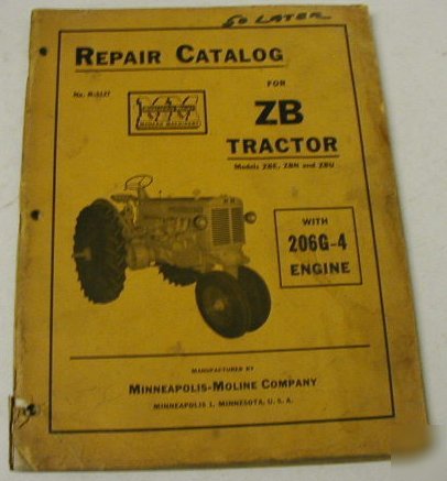 Minneapolis moline 1953 zb tractor parts manual