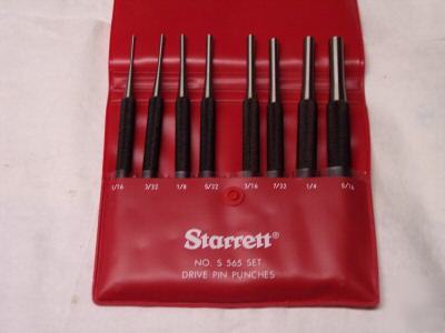 Starrett drive pin punch set 8 pieces in a red pouch