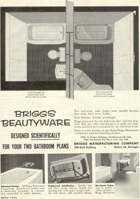 Briggs manufacturing bathroom fixture ad 1955 detroit