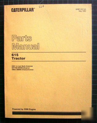 Cat caterpillar 615 tractor parts manual book catalog