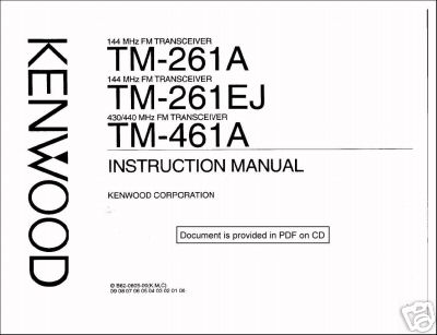 Trio kenwood tm-261A tm-261EJ tm-461A instruct manual