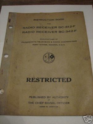 Farnsworth radio receiver manual bc-312-f & bc-342-f