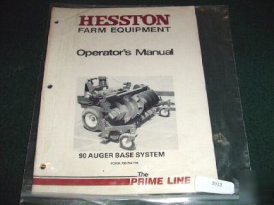 Hesston 90 auger base system operators manual