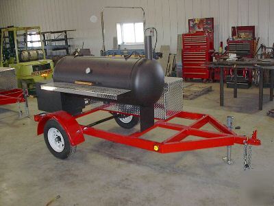 Mobile trailer bbq pit/cooker with storage box