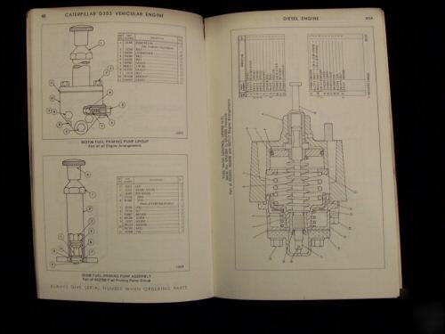 Original caterpillar D353 vehicular engine parts manual