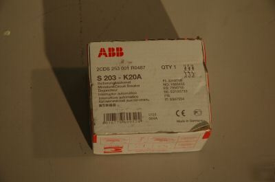 Abb miniature circuit breaker s 203-K20A 2CDS 253 001 