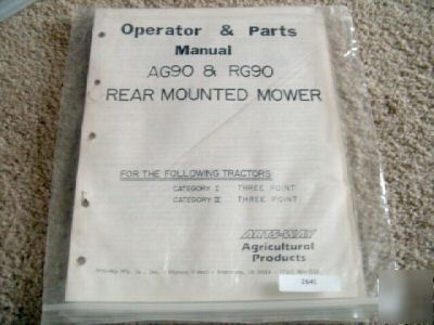 Arts-way AG90 RG90 rear mounted mower operators manual