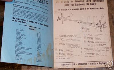 Bamfords farm machinery power mowers parts book 1958