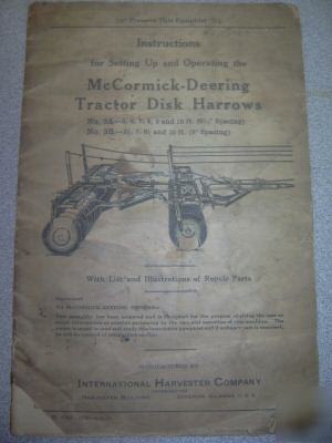 Mccormick-deering tractor disk harrows operator manual