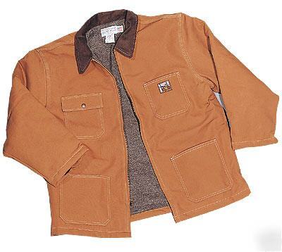 Thermal tuff zippered chore coat brown large ste 11082