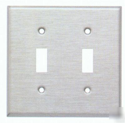 2G gang toggle switch wall plate, stainless steel