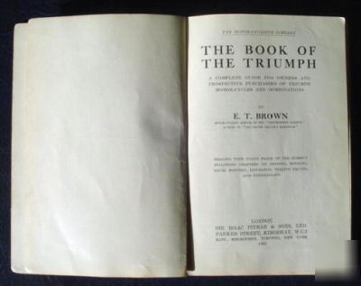 Book of the triumph pitman 1925 motorcycle manual 