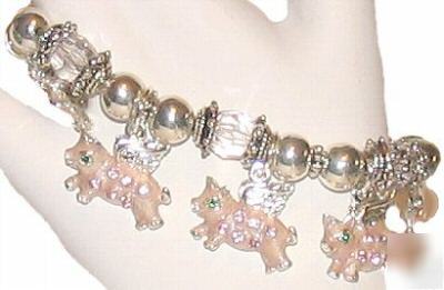 Bracelet jewels flying pink angel pigs animals charms