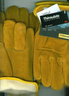 4 split grain cowhide thinsulate leather work gloves xl