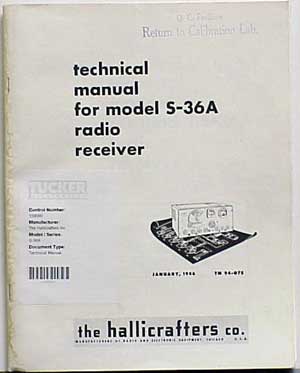 Hallicrafters s-36A radio receiver tech. manual