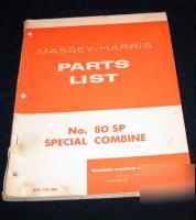 Massey harris 80 sp special combine parts list