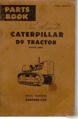 Caterpillar D9 D9G tractor parts book