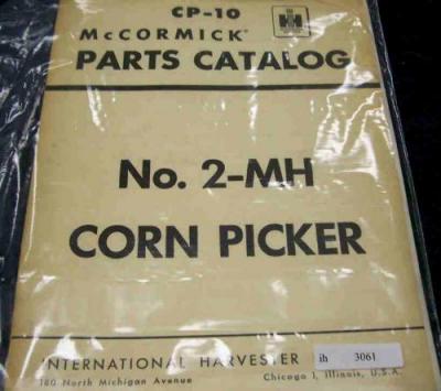 Ih mccormick 2-mh corn picker parts catalog manual