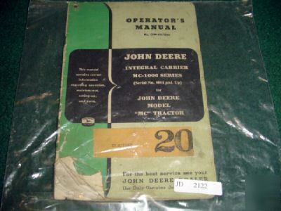 John deere carrier MC1000 series operators manual