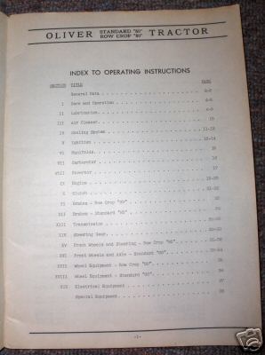 Op instruct - oliver standard 80 or row crow 80 tractor