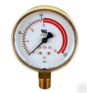 Pearson gauge, 30 psi, 1/4 nptm 2.5IN face brass