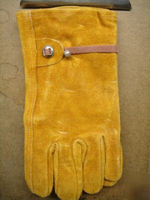 Work gloves unlined leather medium strap & ball wrist 