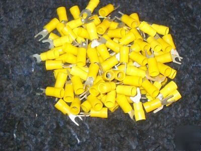 100 count yellow fork terminals 12-10 gauge #8 stud