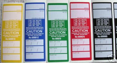 Electrical test tags / labels. mixed colour pack