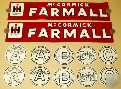 Farmall super a b bn c cultivision decal hood set orig