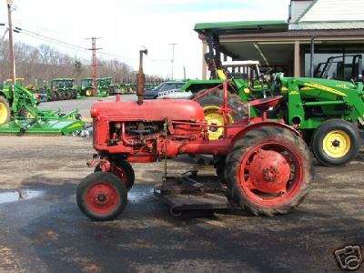 Farmall cub 2WD tractor with mowing deck