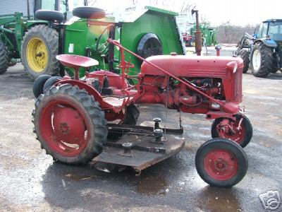 Farmall cub 2WD tractor with mowing deck