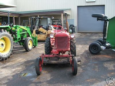 Farmall cub 2WD tractor with mowing deck