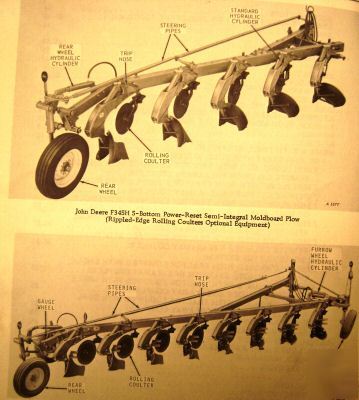 John deere tractor F345H & F355H plow parts catalog jd