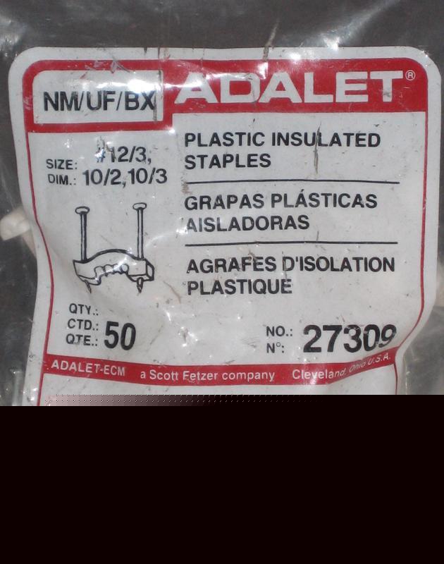 Adalet plastic insulated staples 2 bags #12/3,10/2,10/3