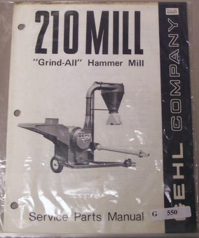 Gehl 210 grind all hammer mill service parts manual