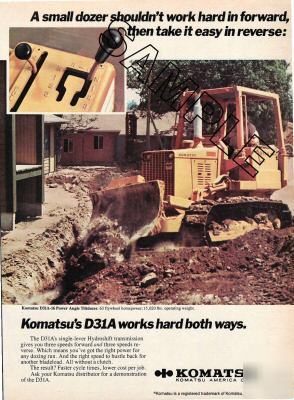 Komatsu D31A crawler tractor/bulldozer 1979 magazine ad