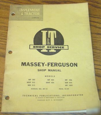 Massey ferguson 303 to 1001 tractor i&t service manual