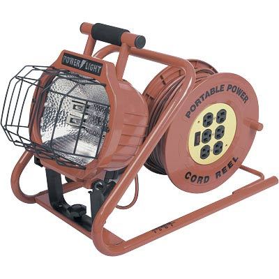 New portable 600 watt halogen work light ~50' cord reel